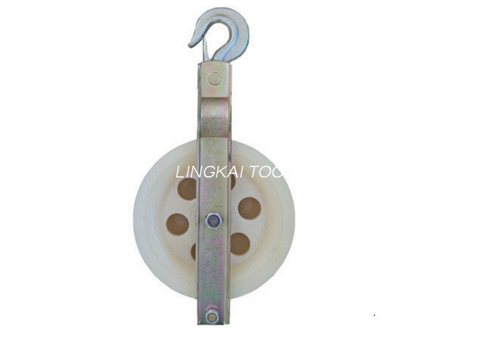Polea simple de nailon 10KN de peso ligero para tendido, estilo gancho y horquilla