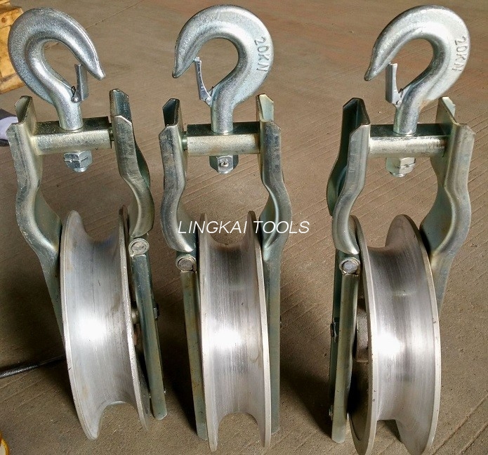 Solo cable de aluminio que tira del bloque de tendido del conductor del SHD 20 KN de la polea